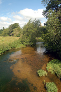 River Great Ouse looking upstream towards the church June 2008